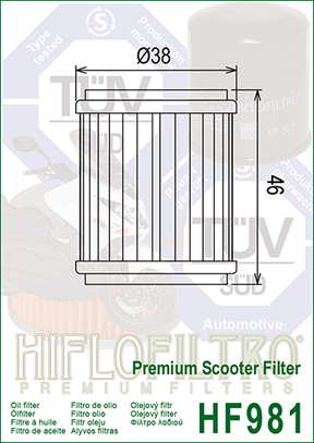 Hiflo Premium Scooter Oil Filter HF981 Replaces Yamaha 38B-E3440-00