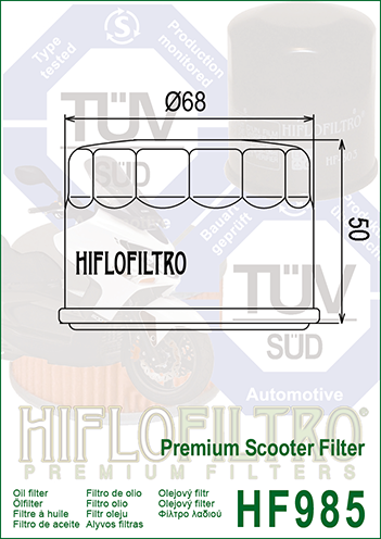 Hiflo Premium Motorcycle Oil Filter HF985 Replaces Kymco 1541A-LBA2-E00