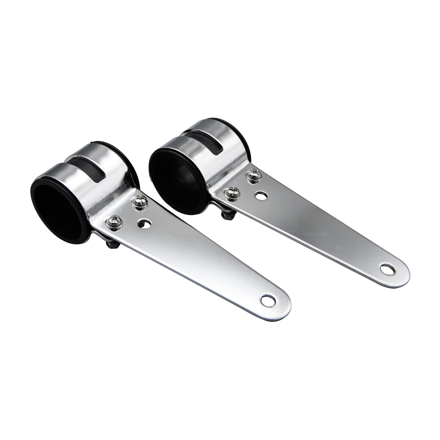 Bike It Chrome Motorcycle Headlight Brackets 49-54mm Fork Mount