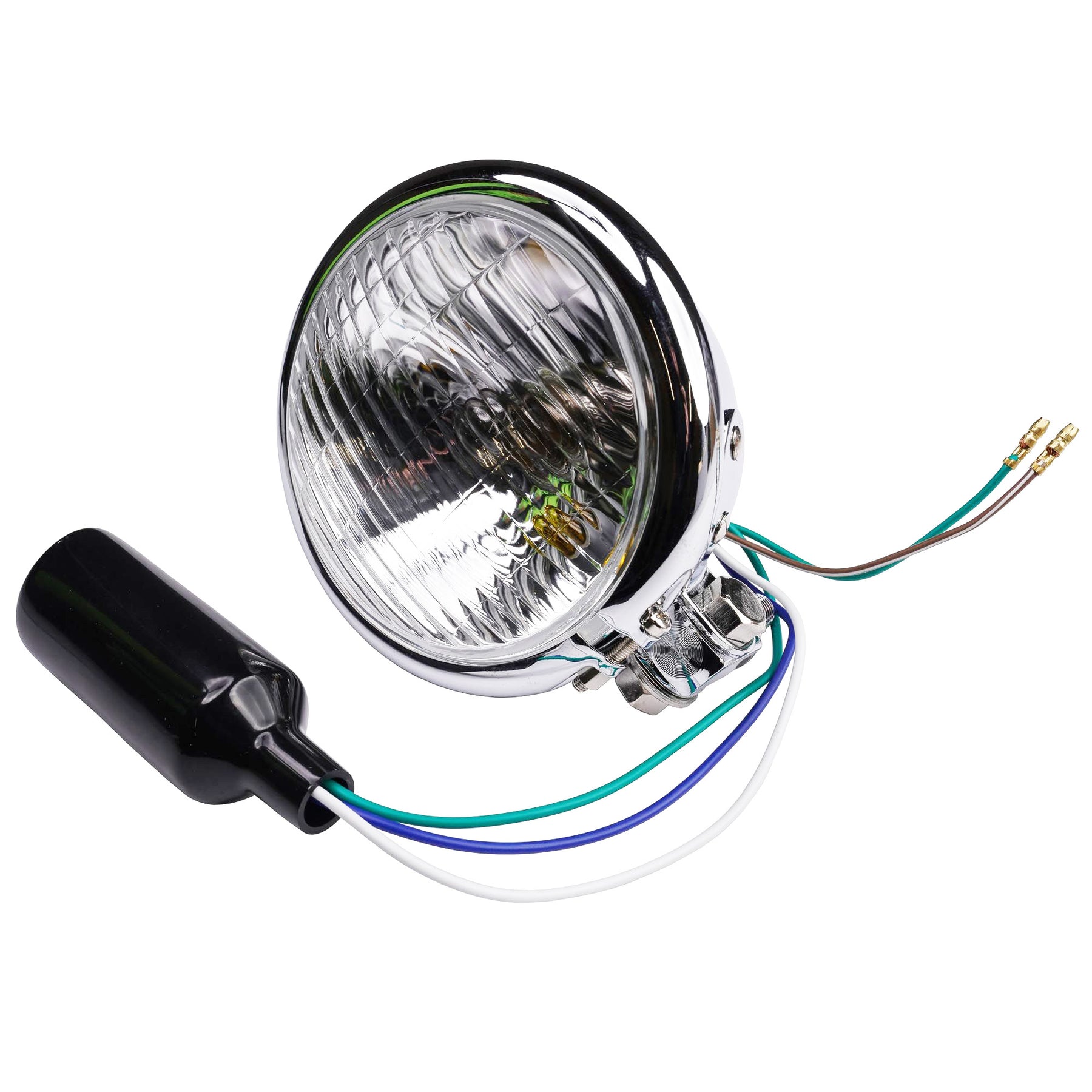 Universal Bates Style Chrome Motorcycle Headlight 4.5 Inch