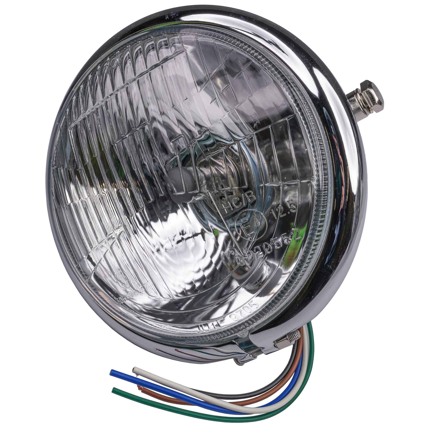 Bike It Universal Bates Style Chrome Motorcycle Headlight 5.75 Side Mount