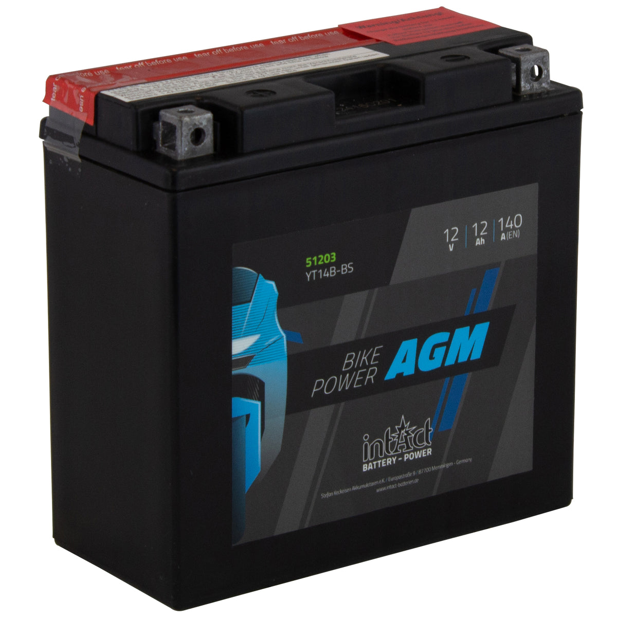 intAct YT14B-BS AGM Maintenance Free Motorcycle Bike-Power Battery