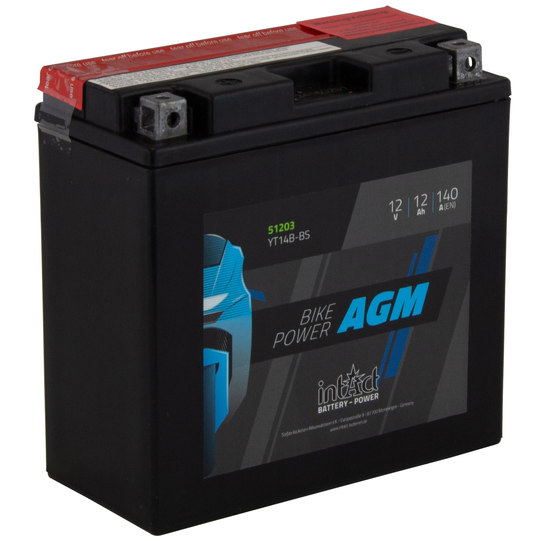 intAct YT14B-BS AGM Maintenance Free Motorcycle Bike-Power Battery