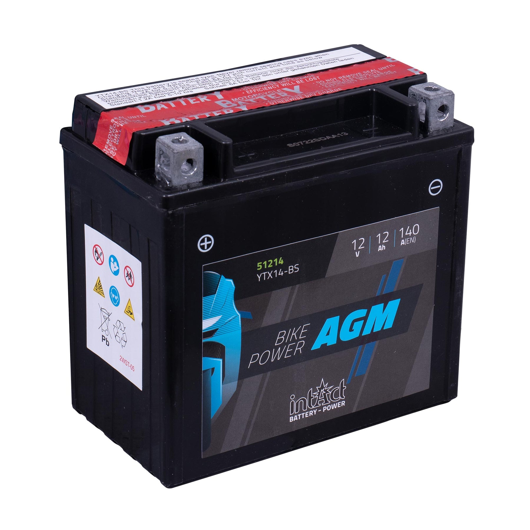 intAct YTX14-BS AGM Maintenance Free Motorcycle Bike-Power Battery