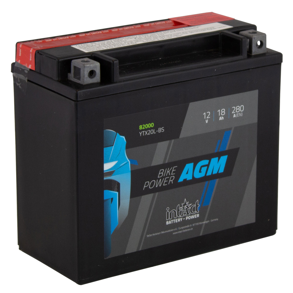 intAct YTX20L-BS AGM Maintenance Free Motorcycle Bike-Power Battery