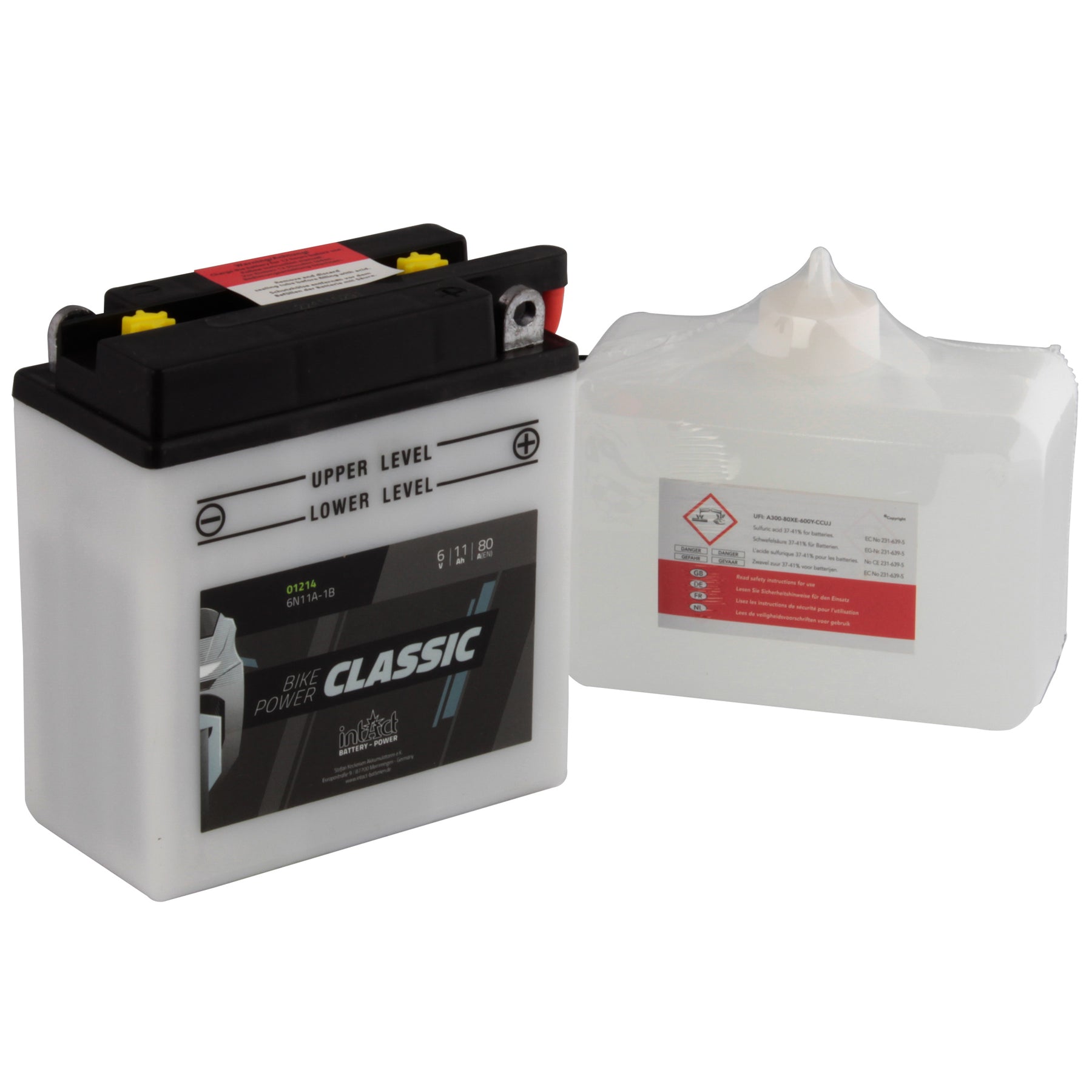 intAct 6N11A-1B Classic Motorcycle Bike-Power Battery With Acid Pack - Beedspeed
