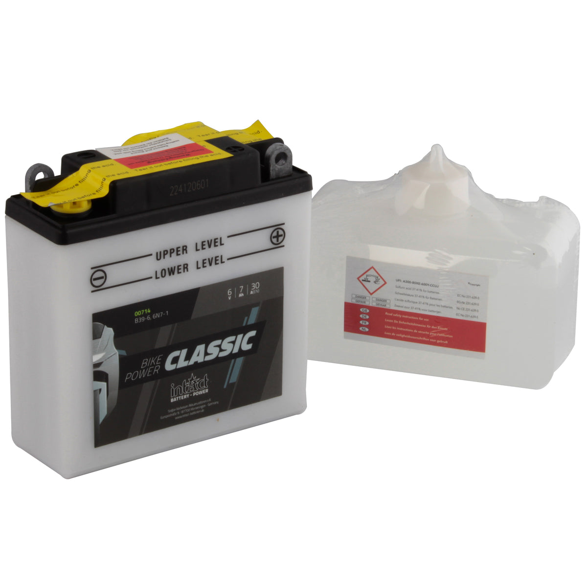 intAct B39-6 / 6N7-1 Classic Motorcycle Bike-Power Battery With Acid Pack