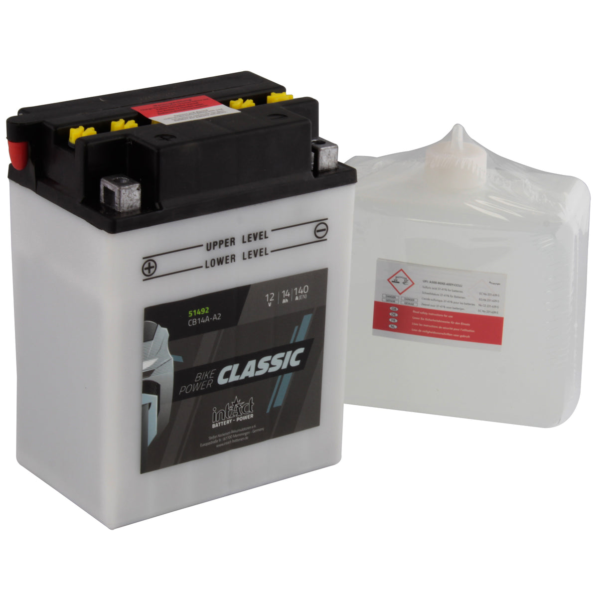 intAct CB14A-A2 Classic Motorcycle Bike-Power Battery With Acid Pack