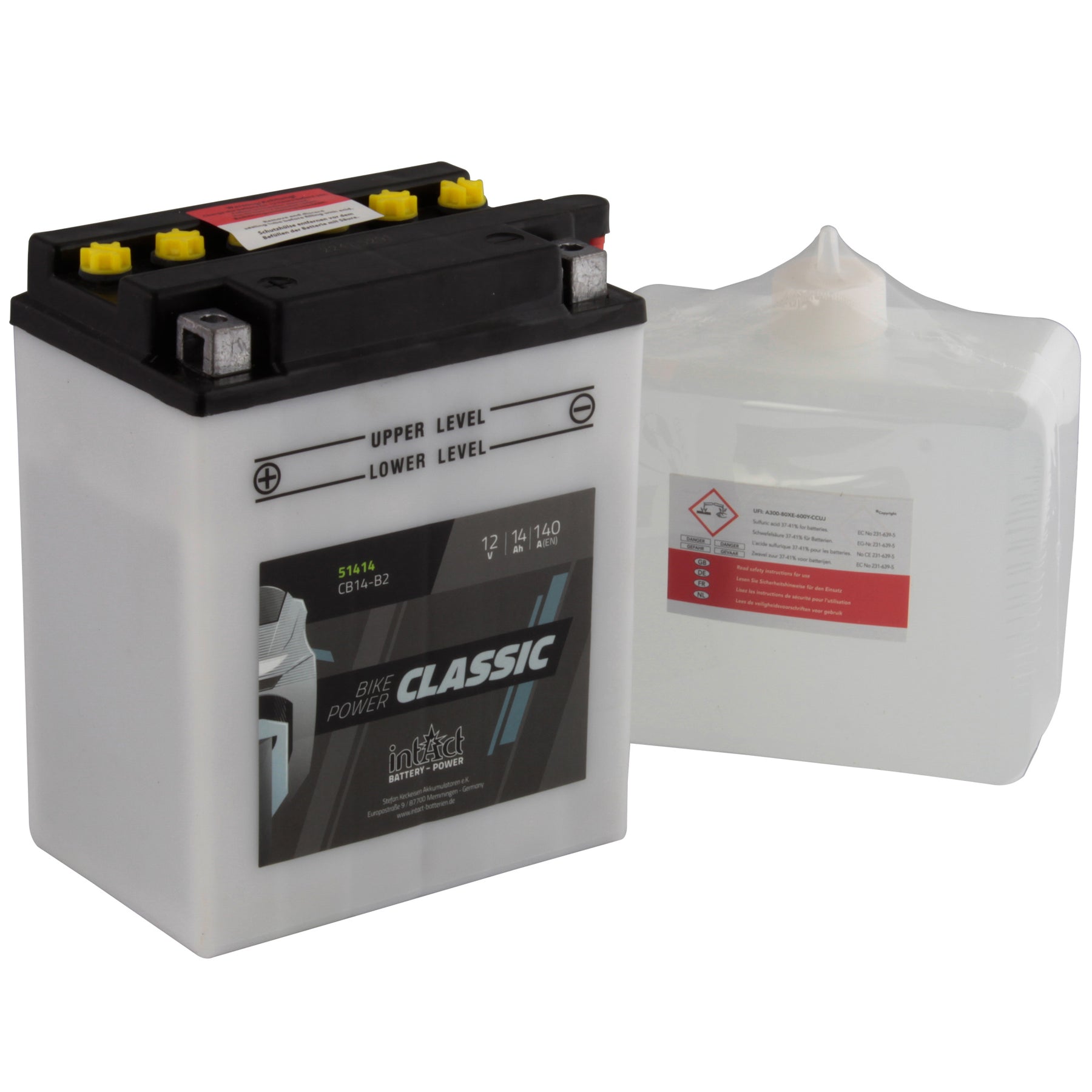 intAct CB14-B2 Classic Motorcycle Bike-Power Battery With Acid Pack