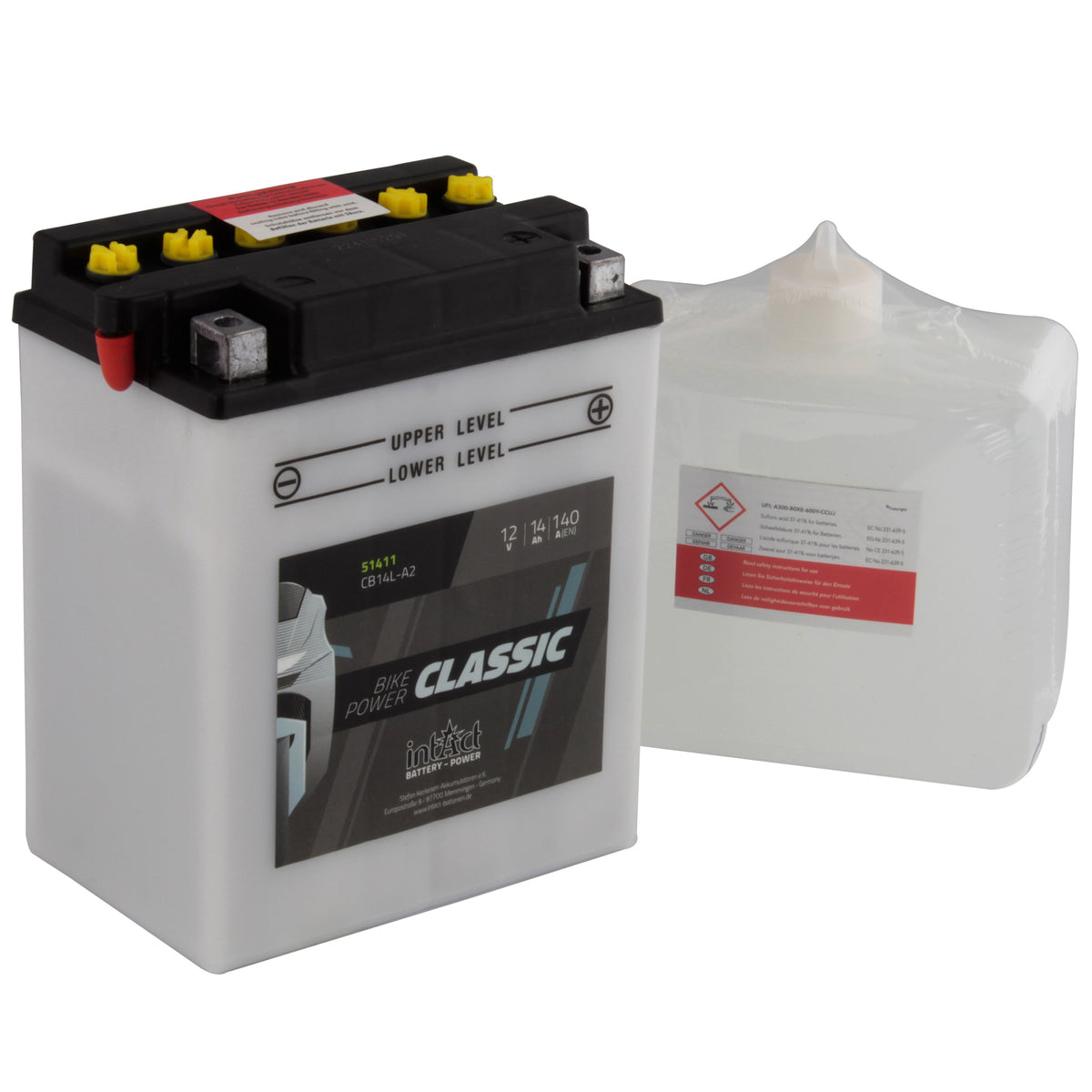 intAct CB14L-A2 Classic Motorcycle Bike-Power Battery With Acid Pack