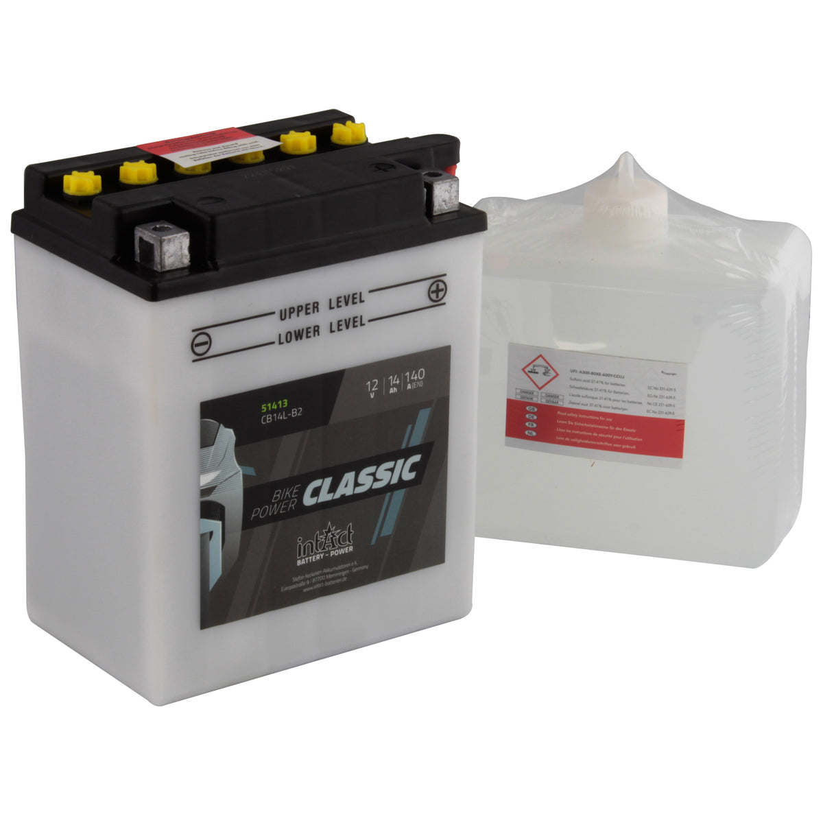 intAct CB14L-B2 Classic Motorcycle Bike-Power Battery With Acid Pack