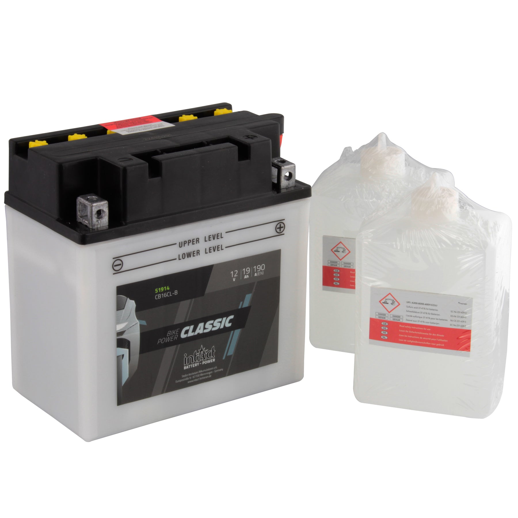 intAct CB16CL-B Classic Motorcycle Bike-Power Battery With Acid Pack