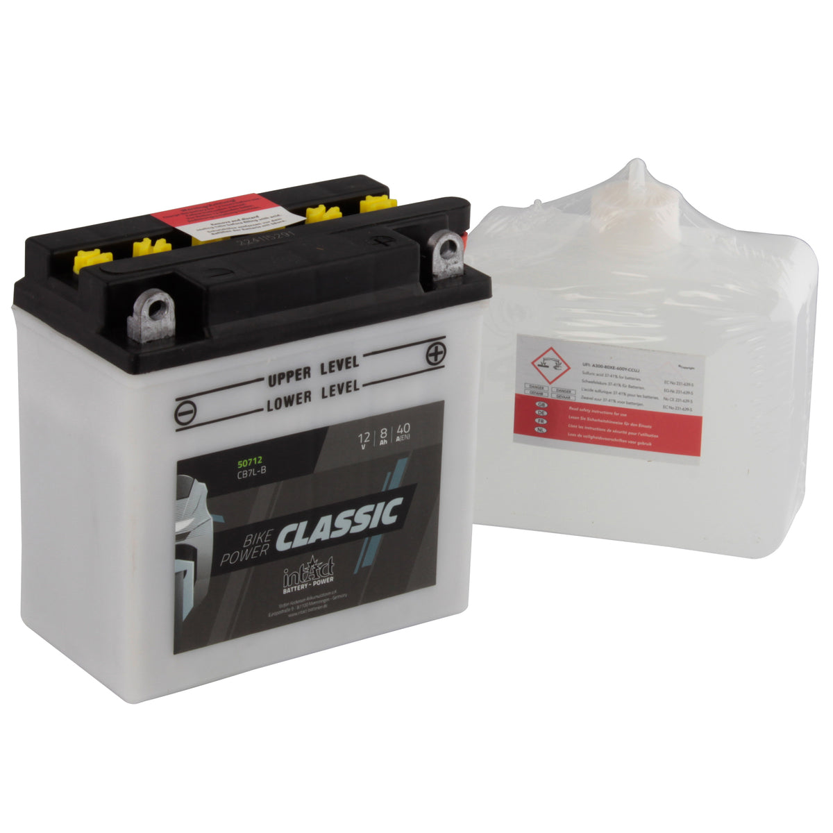 intAct CB7L-B Classic Motorcycle Bike-Power Battery With Acid Pack