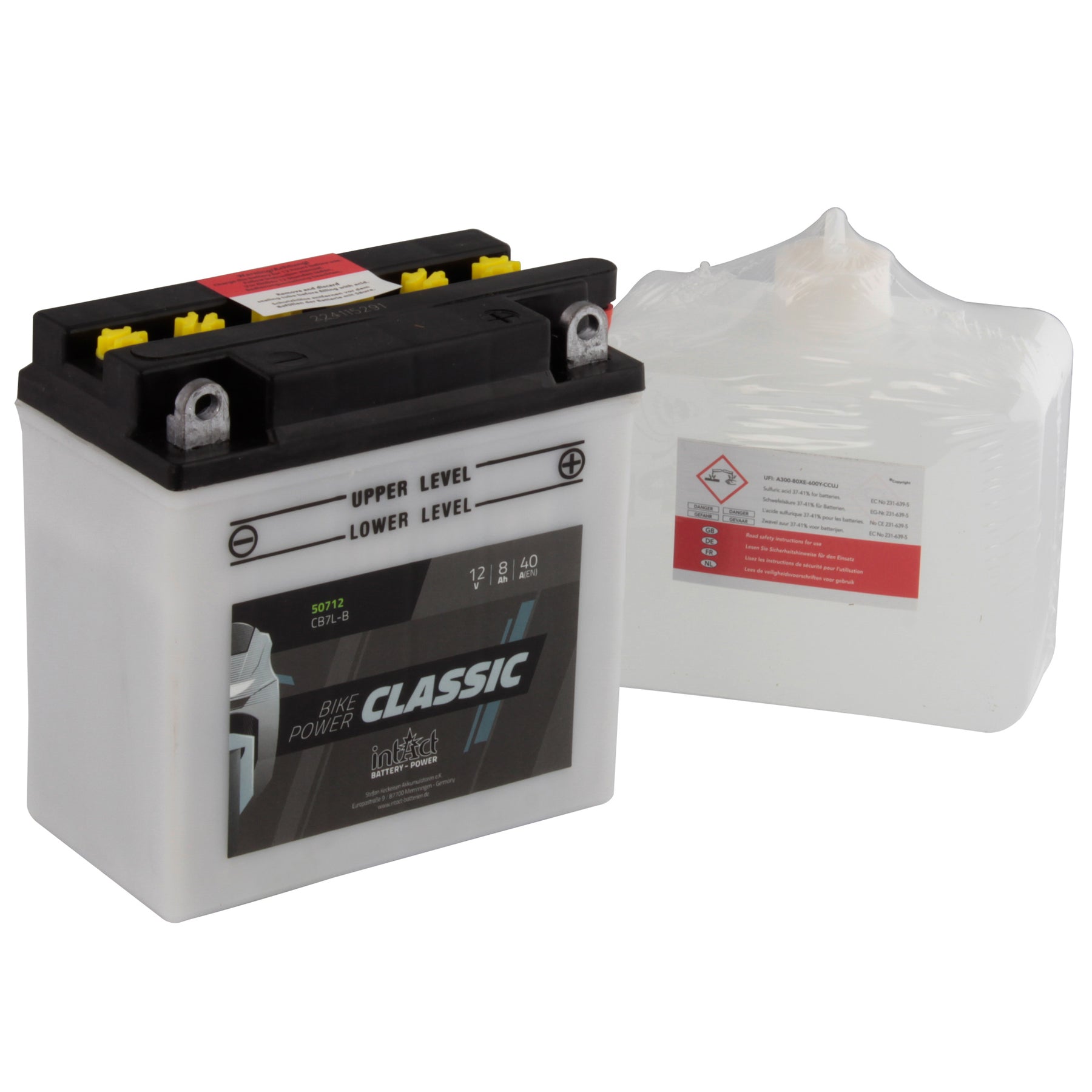 intAct CB7L-B Classic Motorcycle Bike-Power Battery With Acid Pack
