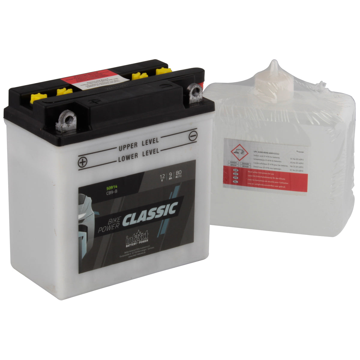 intAct CB9-B Classic Motorcycle Bike-Power Battery With Acid Pack