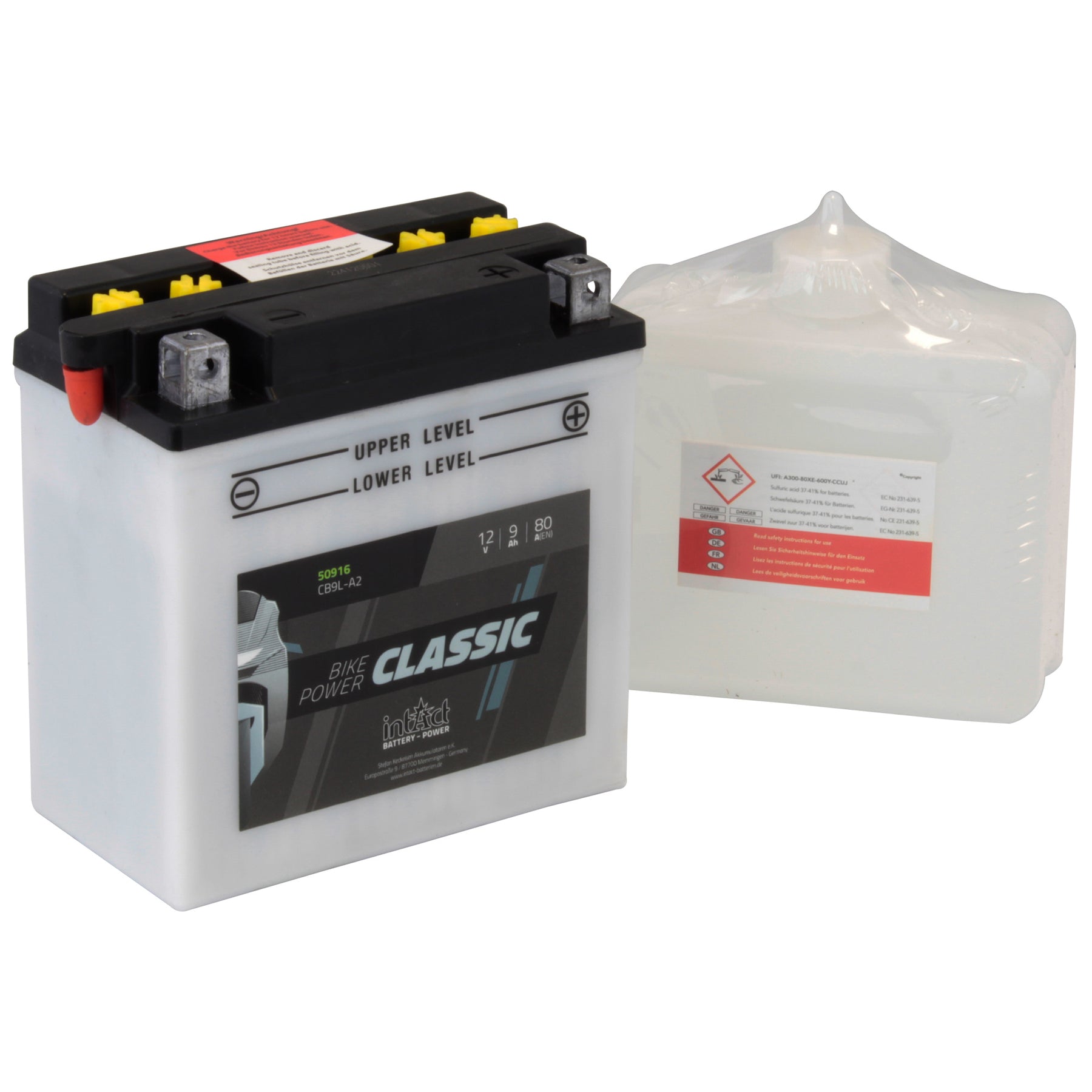 intAct CB9L-A2 Classic Motorcycle Bike-Power Battery With Acid Pack