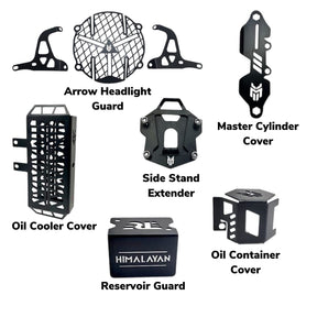 Royal Enfield RE Himalayan BS6 Scram Arrow Headlight, Side Stand Extender, Oil Cooler & Container, Master Cylinder & Reservoir Guard