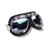 Scooter Motorcycle Bike Leather Chrome Style Flying WW2 Goggles Split Lens Type