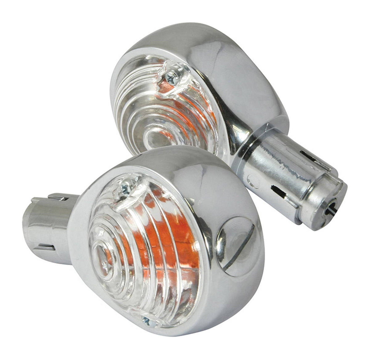 Bike It Bullseye Indicators Chrome Body Clear Lens 22mm Custom Fit