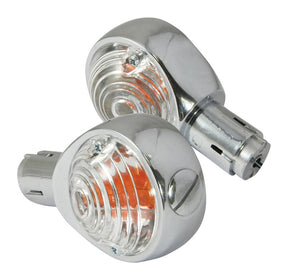 Bike It Bullseye Indicators Chrome Body Clear Lens 22mm Custom Fit