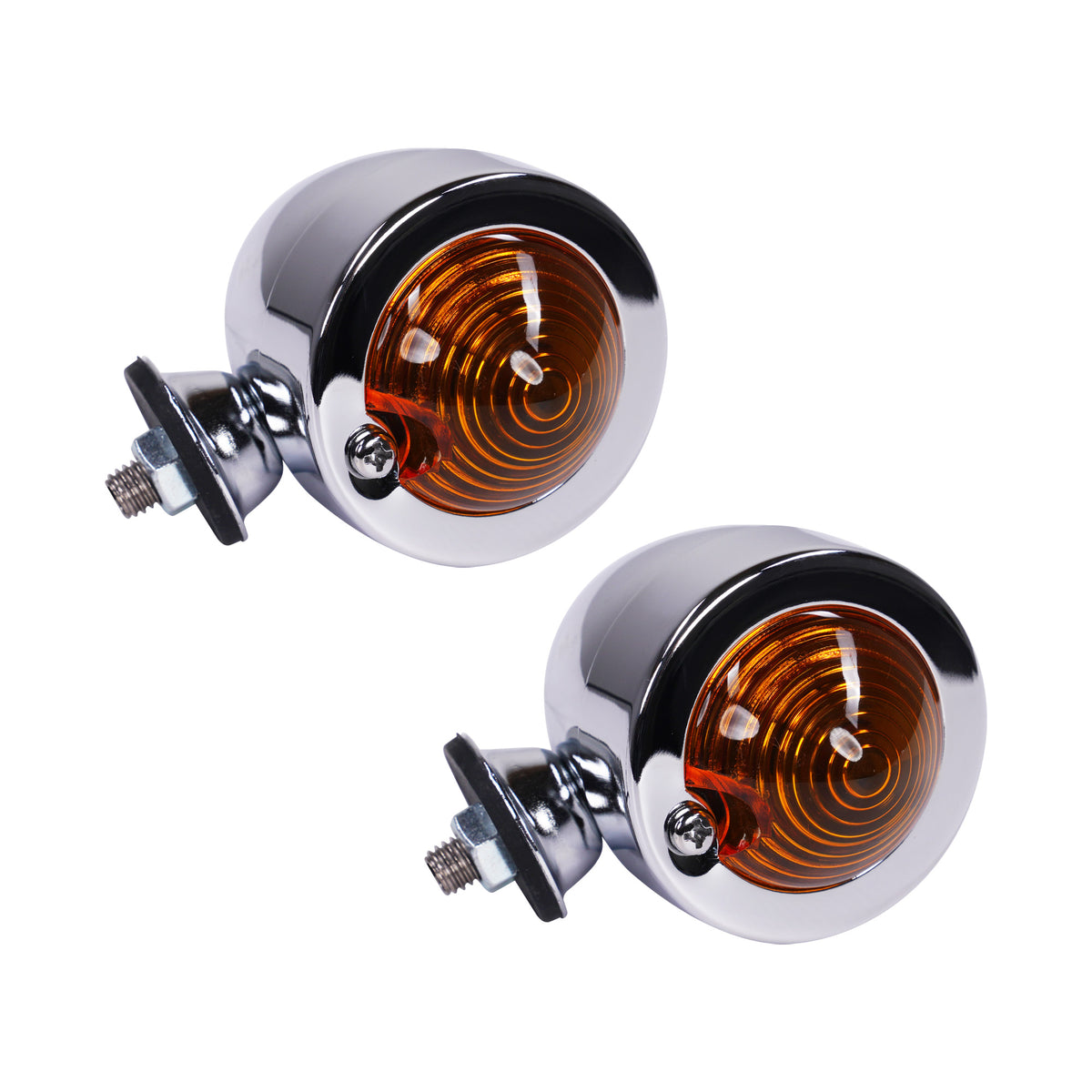 Bike It Flush Fit Mini Motorcycle Indicators Chrome Amber Lens
