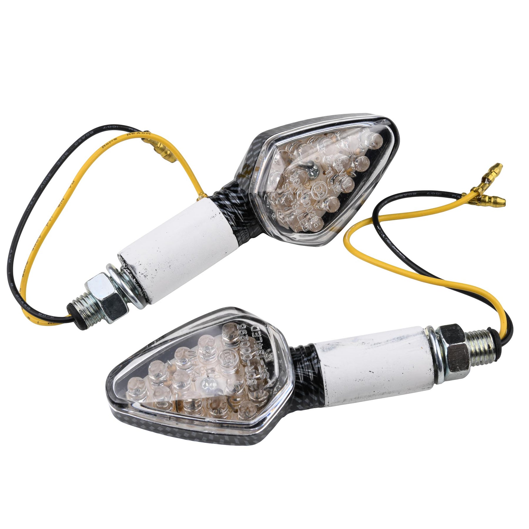 Bike It LED Diamond Motorcycle Indicators Carbon Effect Clear Lens