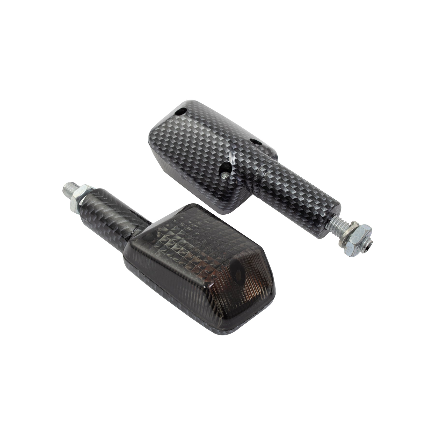 Bike It Long Stem Mini Motorcycle Indicators Carbon Smoked Lens