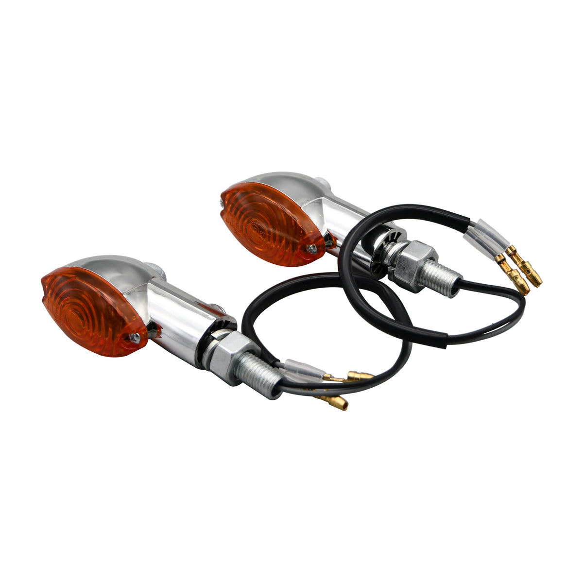 Bike It Mini Cat Eye Motorcycle Indicators Chrome Body Amber Lens Street Bike
