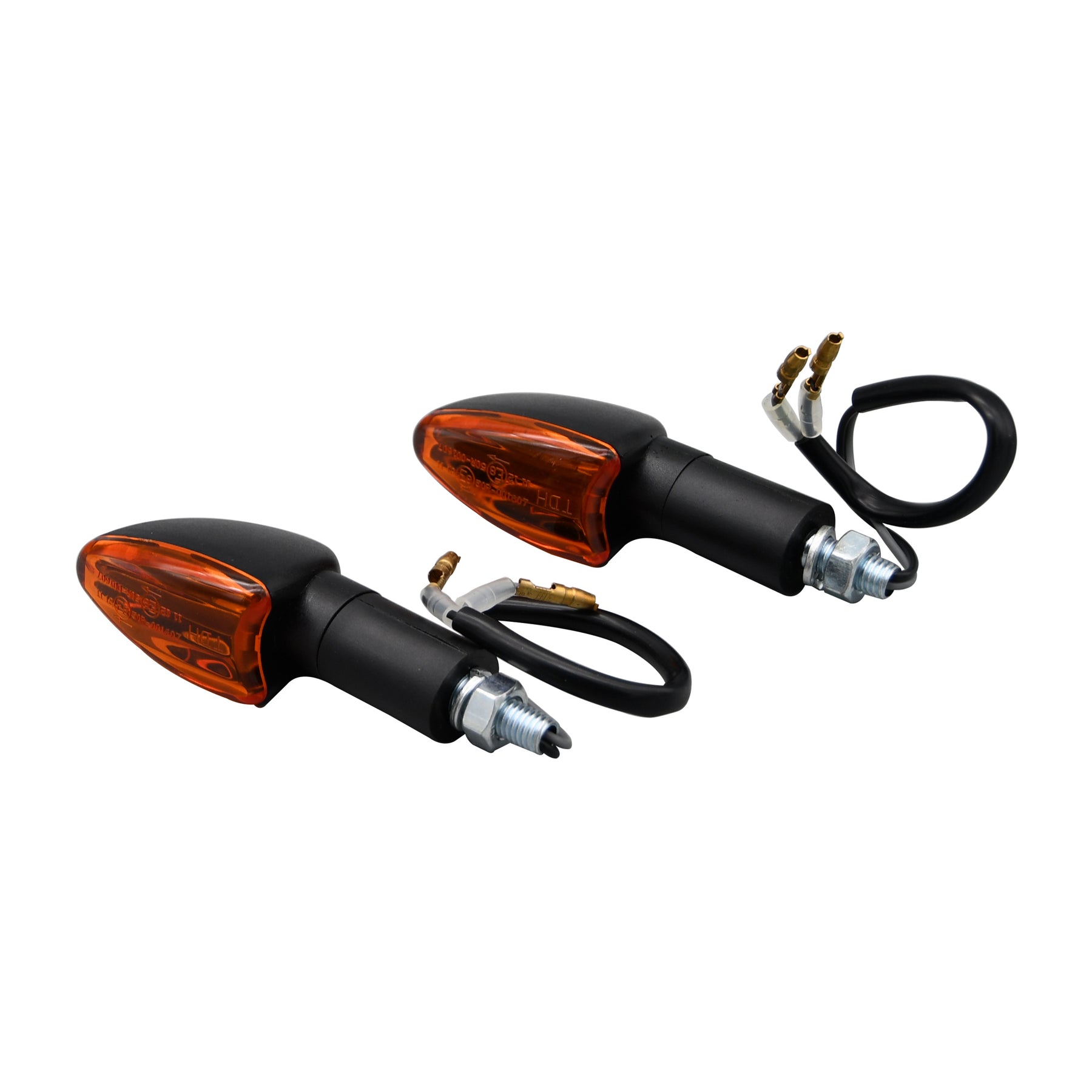 Bike It Long Stem Mini Spear Motorcycle Indicators Black Amber Lens MX