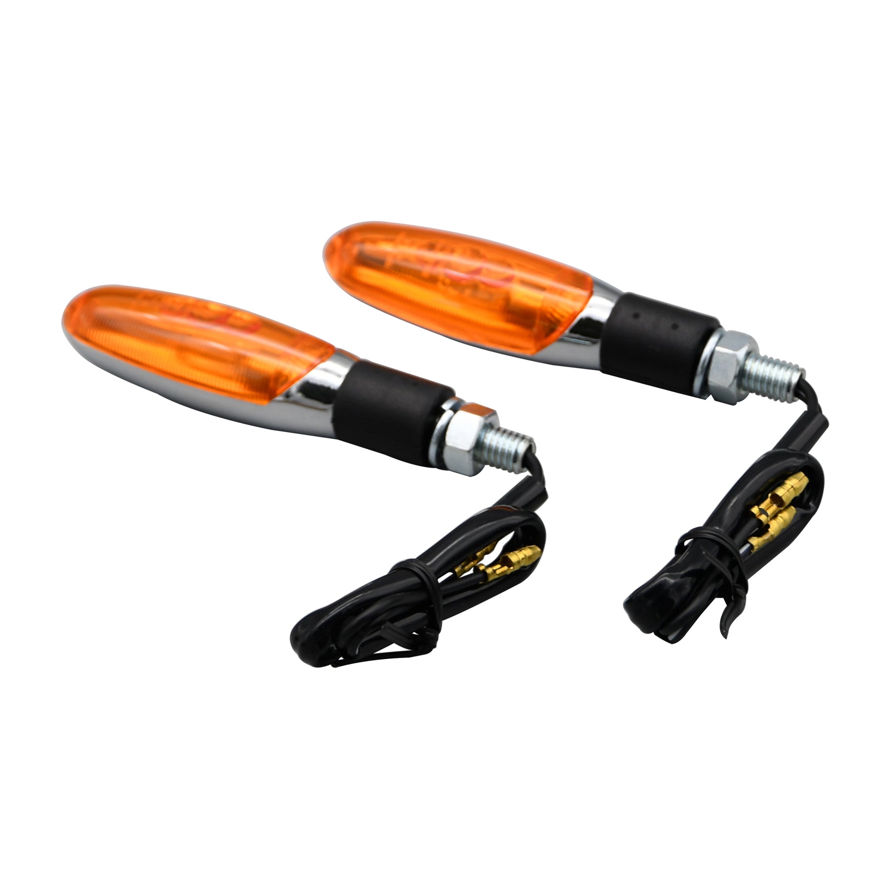 Bike It Torch Indicators Chrome Body Amber Lens Universal Motorcycle - Beedspeed