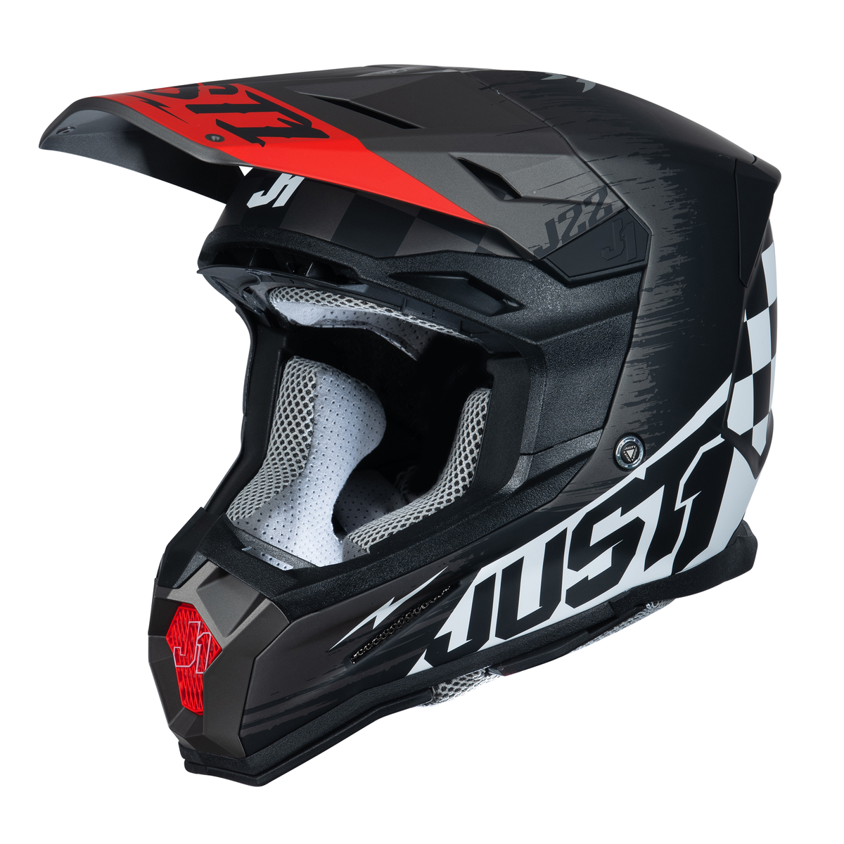 Just1 J22 Motocross Helmet Flagman Red Titanium Black