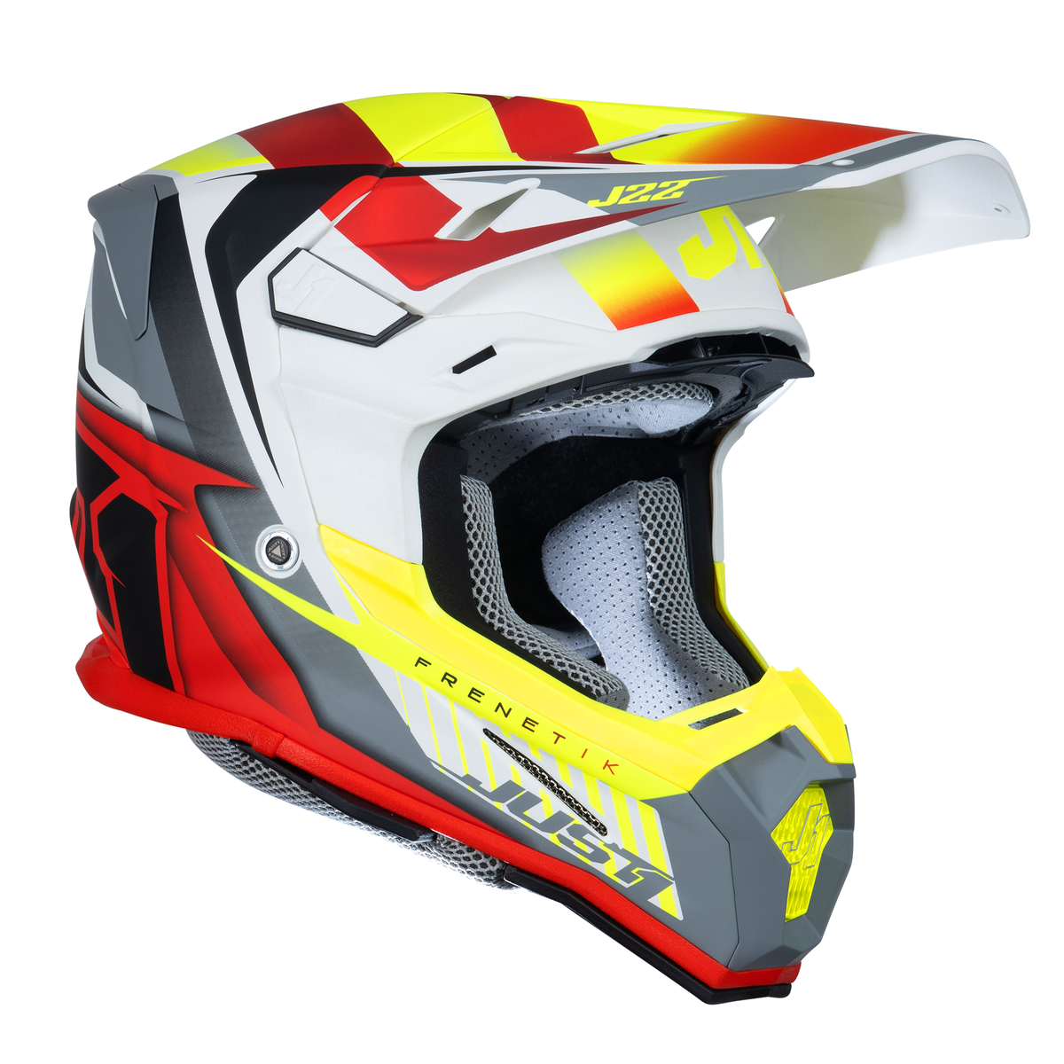 Just1 J22 Motocross Helmet Frenetik Fire Fluo Yellow Red White