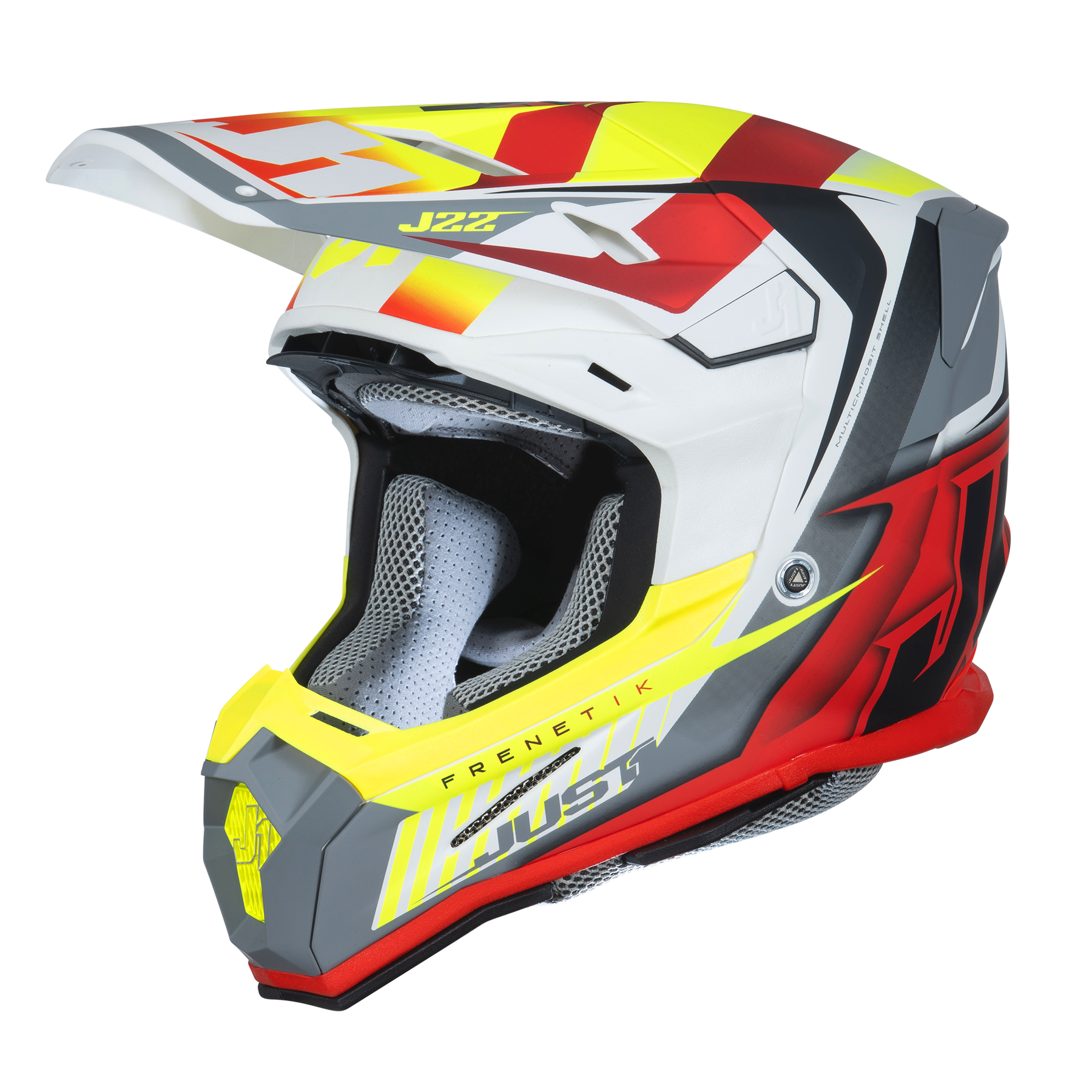 Just1 J22 Motocross Helmet Frenetik Fire Fluo Yellow Red White