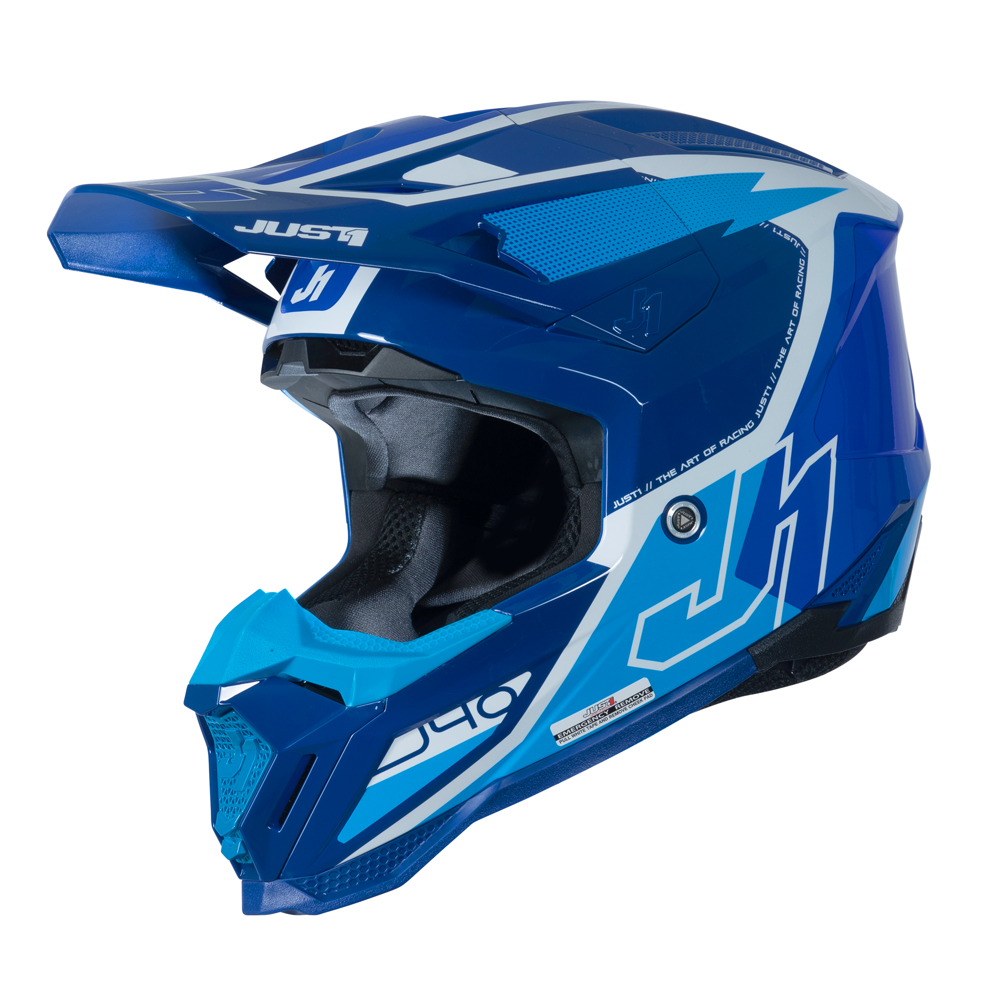 Just1 J40 Motocross MX Motorbike Helmet Flash White Blue