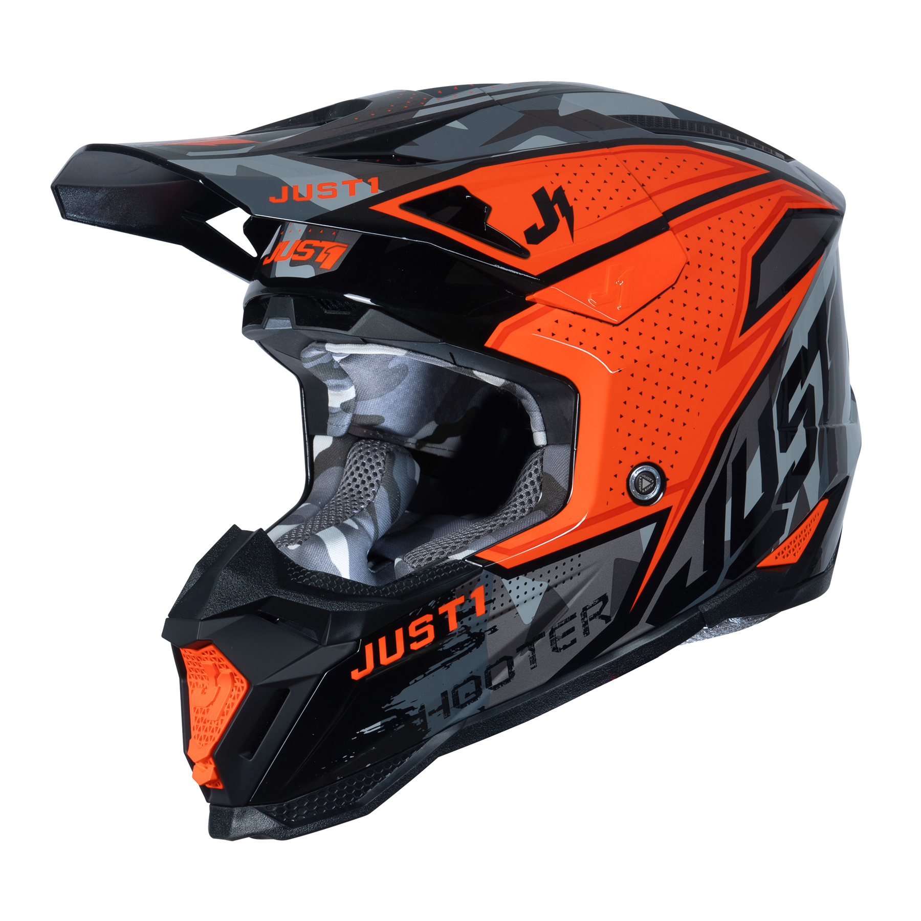 Just1 J40 Motocross MX Motorbike Helmet Shooter Camo Orange Black