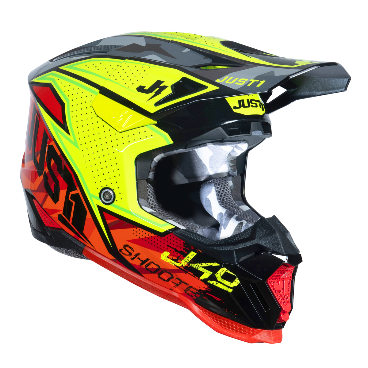 Just1 J40 Motocross Helmet Shooter Camo Red Black