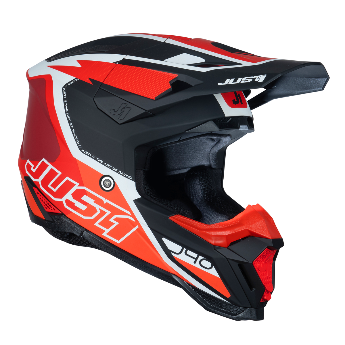 Just1 J40 Motocross Helmet Flash Red White Black