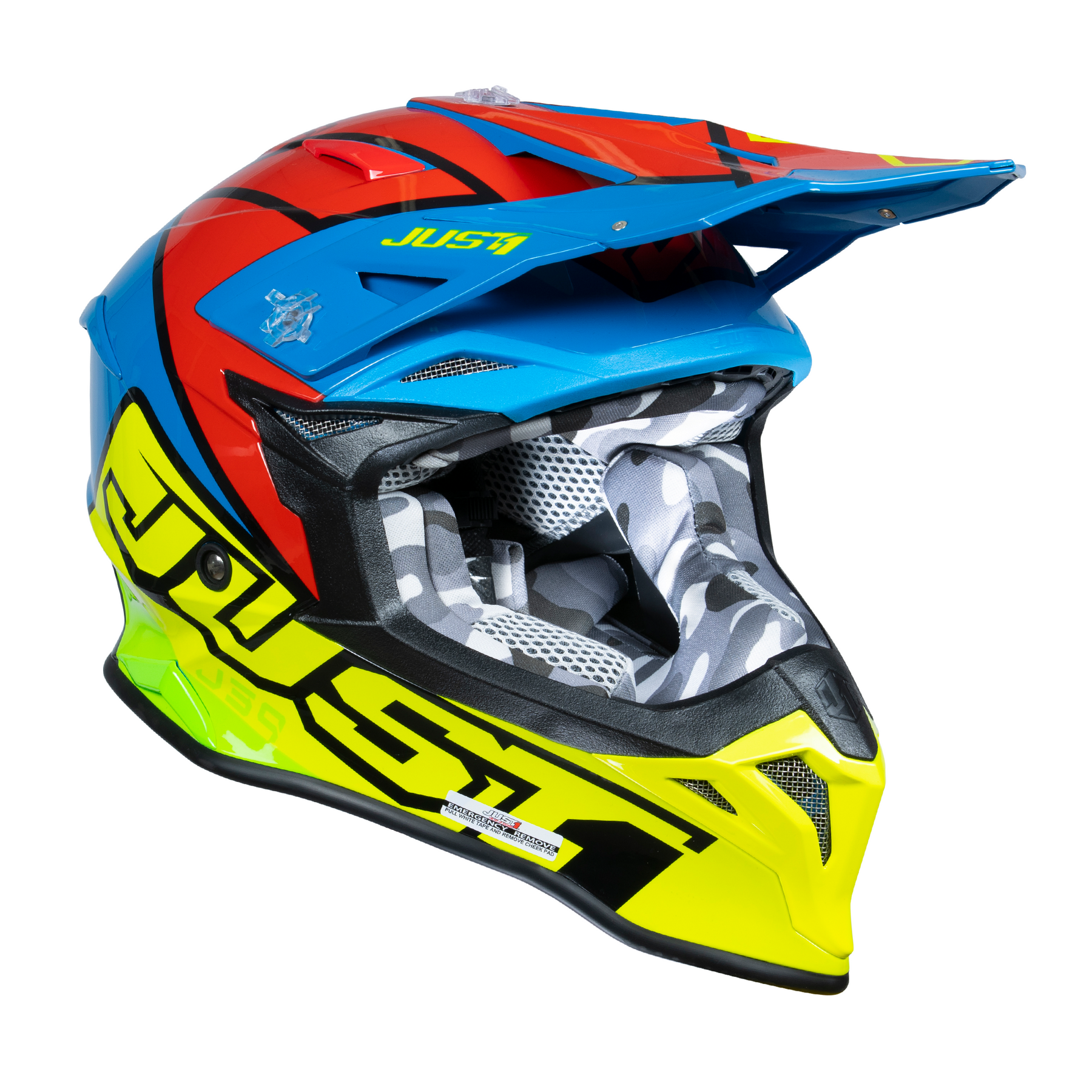 Just1 J39 Motocross Helmet Thruster Fluo Yellow Red Blue