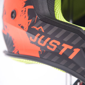 Just1 J38 Motocross MX Motorbike Helmet Mask Fluo Orange/Titanium/Black Matt