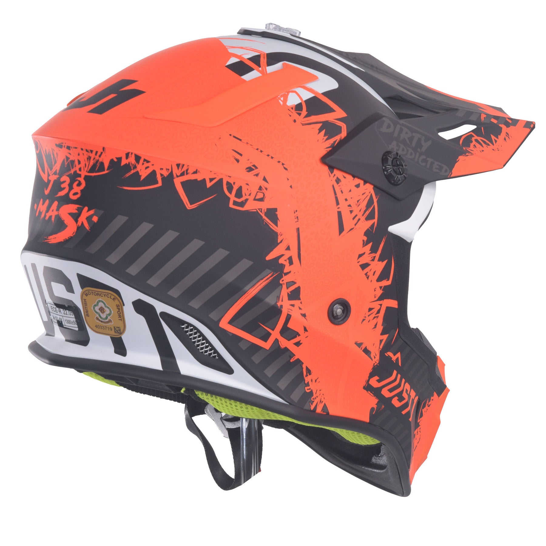 Just1 J38 Motocross MX Motorbike Helmet Mask Fluo Orange/Titanium/Black Matt