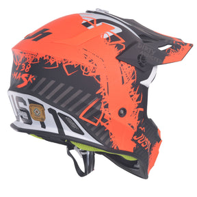 Just1 J38 Motocross MX Motorbike Helmet Mask Fluo Orange/Titanium/Black Matt