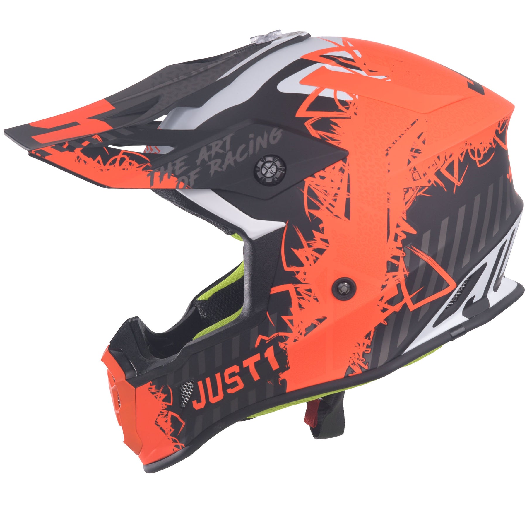 Just1 J38 Motocross MX Motorbike Helmet Mask Fluo Orange/Titanium/Black Matt