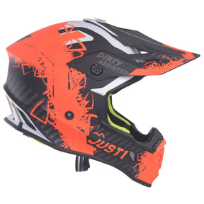 Just1 J38 Motocross MX Motorbike Helmet Mask Fluo Orange/Titanium/Black Matt