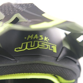 Just1 J38 Motocross MX Motorbike Helmet Mask Fluo Yellow/Black/Army Green Matt