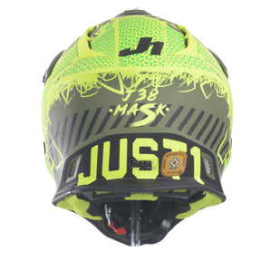 Just1 J38 Motocross MX Motorbike Helmet Mask Fluo Yellow/Black/Army Green Matt