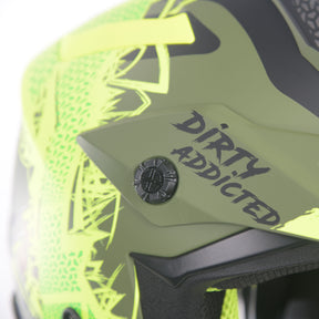 Just1 J38 Motocross MX Motorbike Helmet Mask Fluo Yellow/Black/Army Green Matt