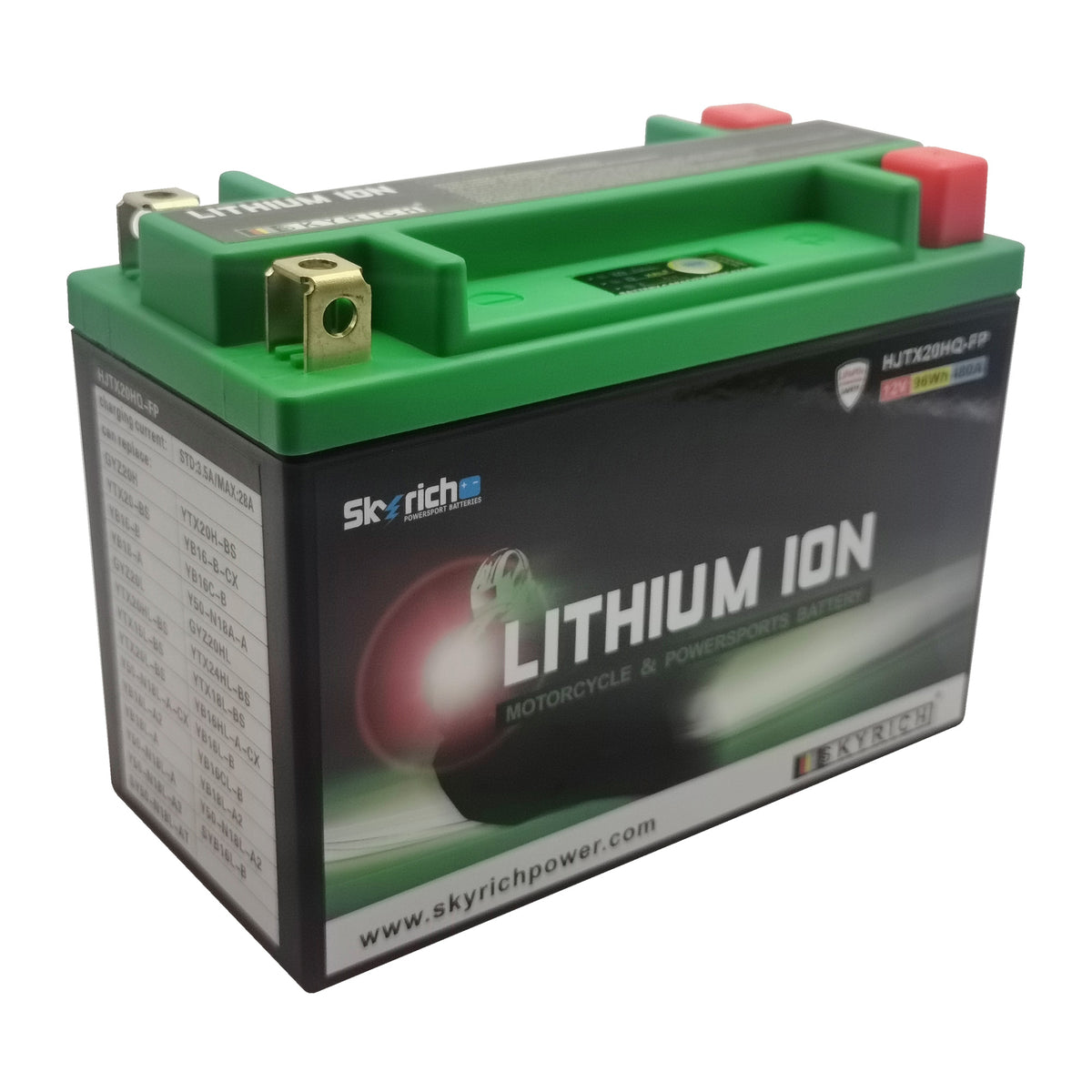 Skyrich Lithium Ion 12V 6Ah Battery HJTX20CH-FP Replaces YTX16-BS, YTX20CH-BS