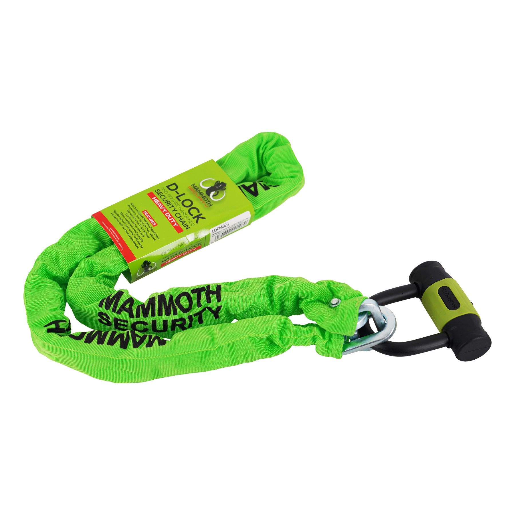 Mammoth Motorcycle Motorbike Scooter 10mm x 1.5M Square Chain and D-Lock