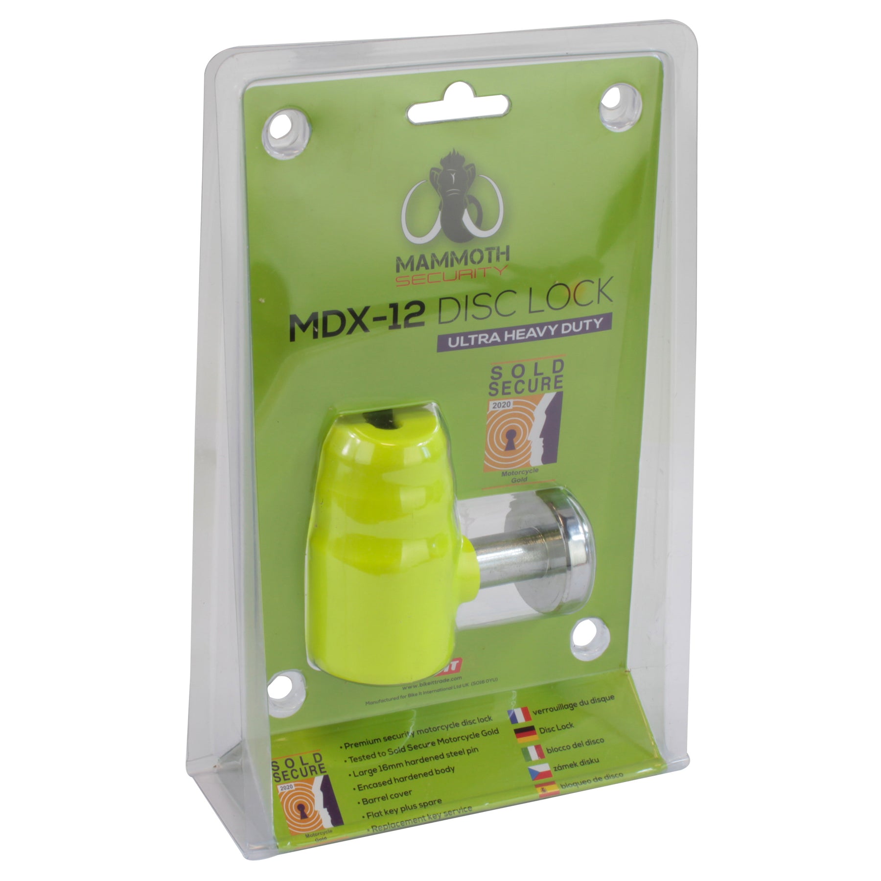 Mammoth Security MDX-12 Motorcycle Disc Lock 16mm - Sold Secure Gold Approved