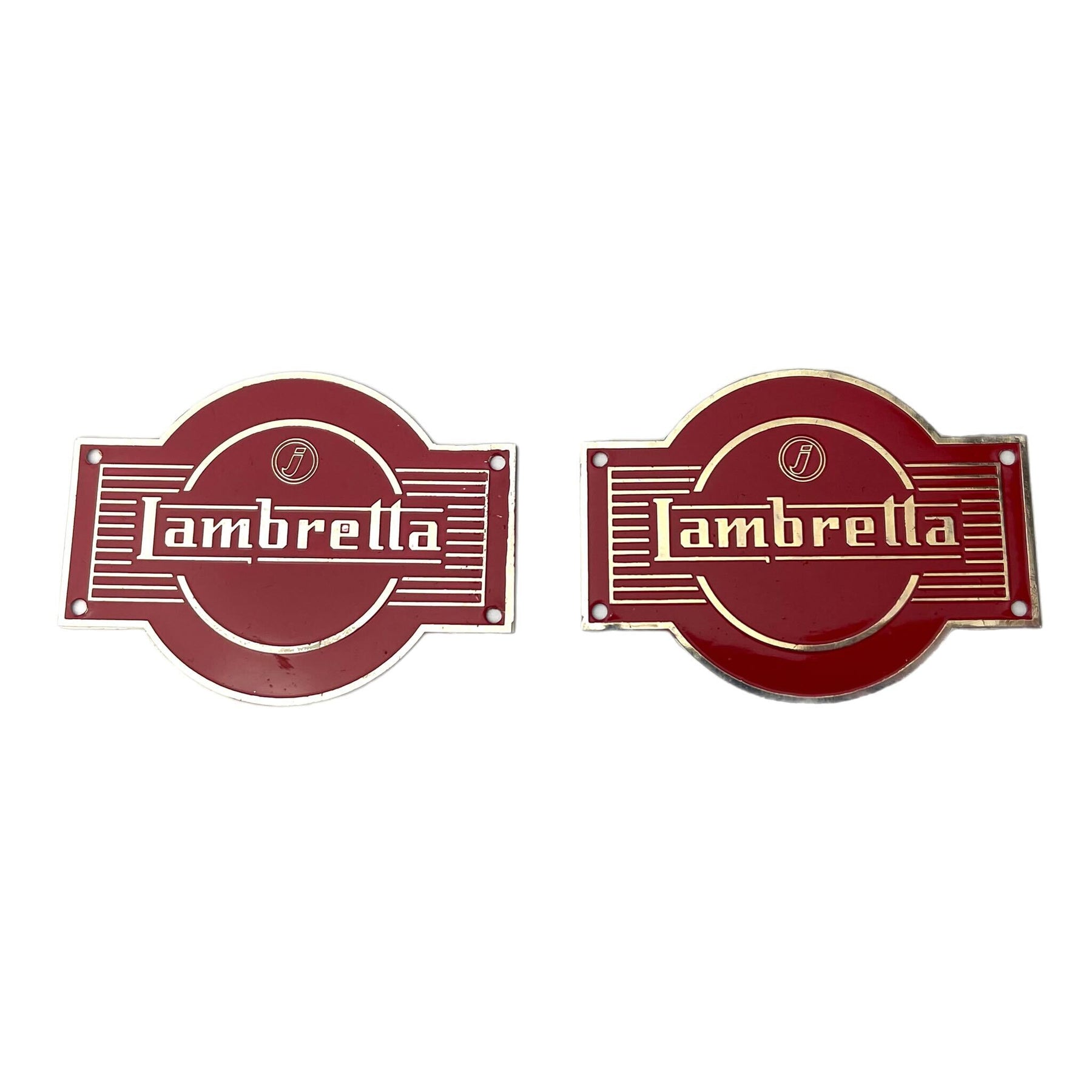 Lambretta LD 125 150 Side Panel Scoop Badges - Pair - Red